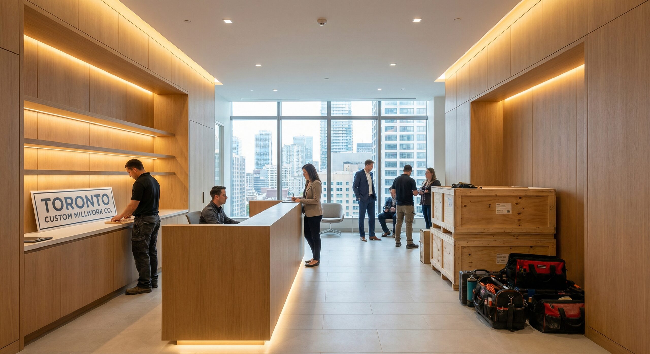 The Essential Guide to Custom Millwork Services for Toronto Residential and Commercial Projects commercial millwork companies toronto custom millwork installation with white oak cabinetry and integrated lighting
