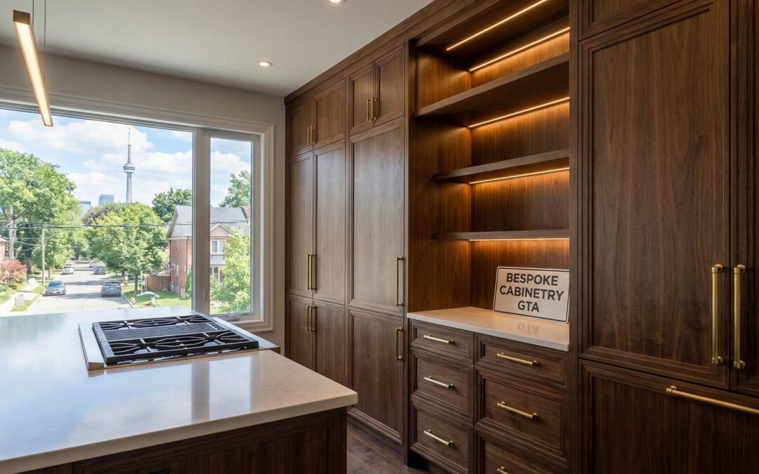 bespoke cabinetry gta with floor-to-ceiling custom kitchen cabinets in a Toronto home, integrated lighting, and durable hardware