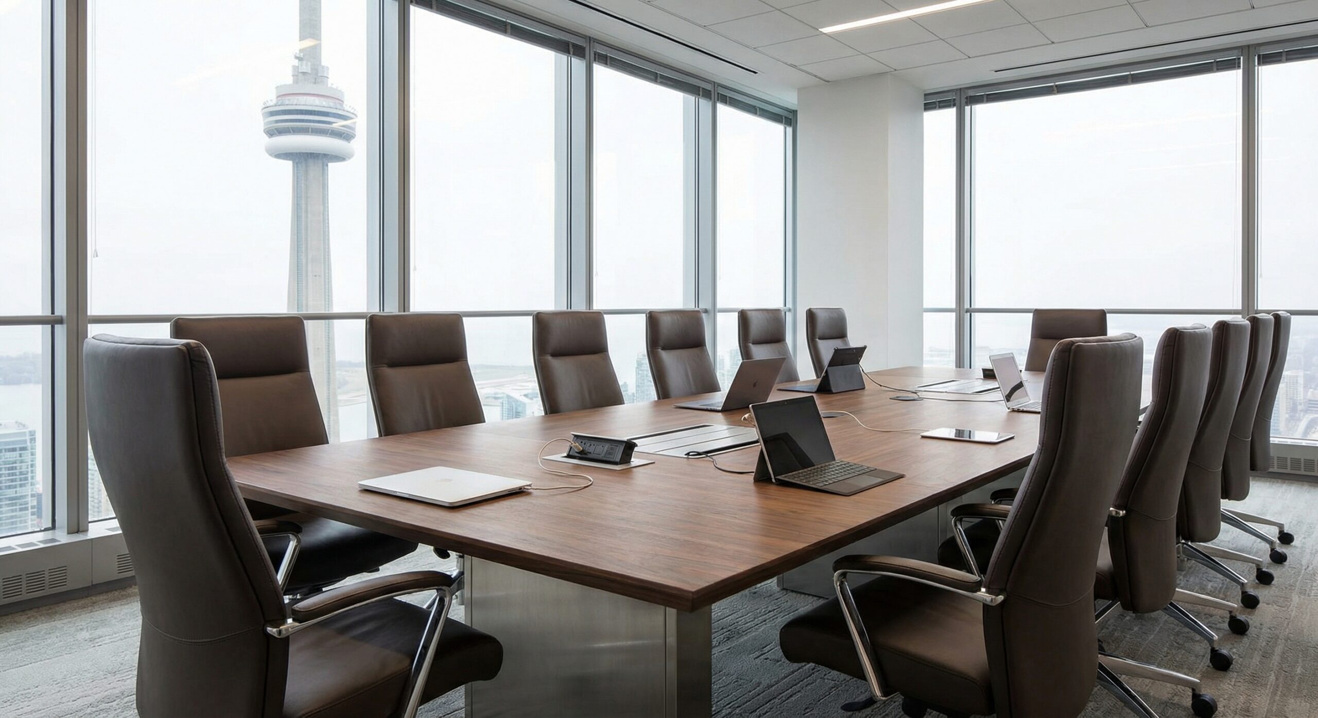 Stunning Custom Boardroom Tables Designed for Toronto Teams custom boardroom tables toronto with integrated power and cable management in a modern Toronto office