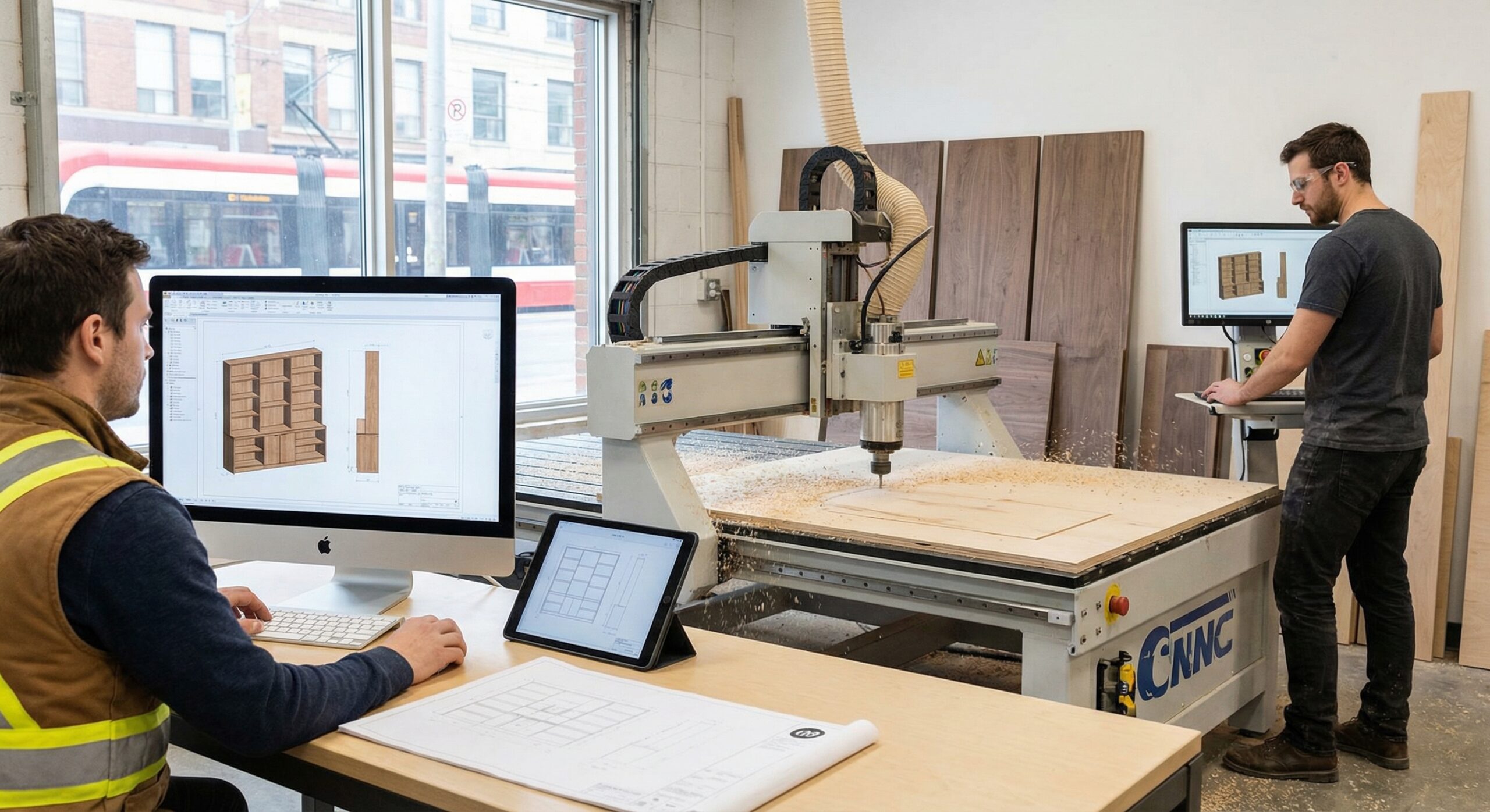 Flawless Custom Millwork in Toronto: Precision You Can See, Performance You Can Feel digital fabrication workflow for precision custom millwork in Toronto, from CAD drawings to CNC machining