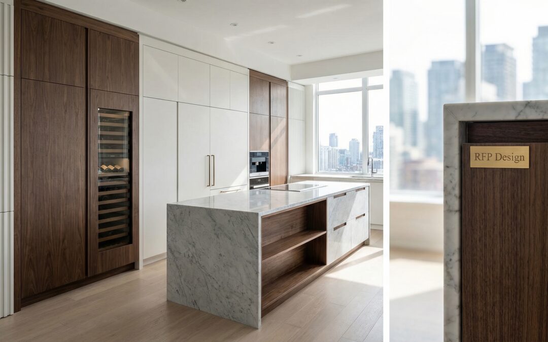 luxury kitchen cabinets toronto with custom millwork, integrated storage, and architectural panel details by RFP Design